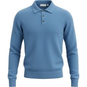 Grant Thomas Polo Sweater Mens L Blue Cashmere Quiet Luxury Preppy Old Money